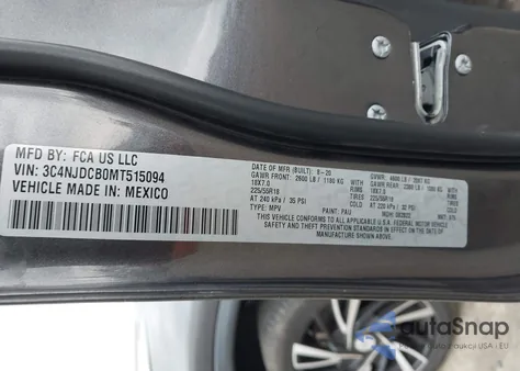 2021 Jeep Compass Limited 4X4 z USA, uszkodzony, nr VIN 3C4NJDCB0MT515094